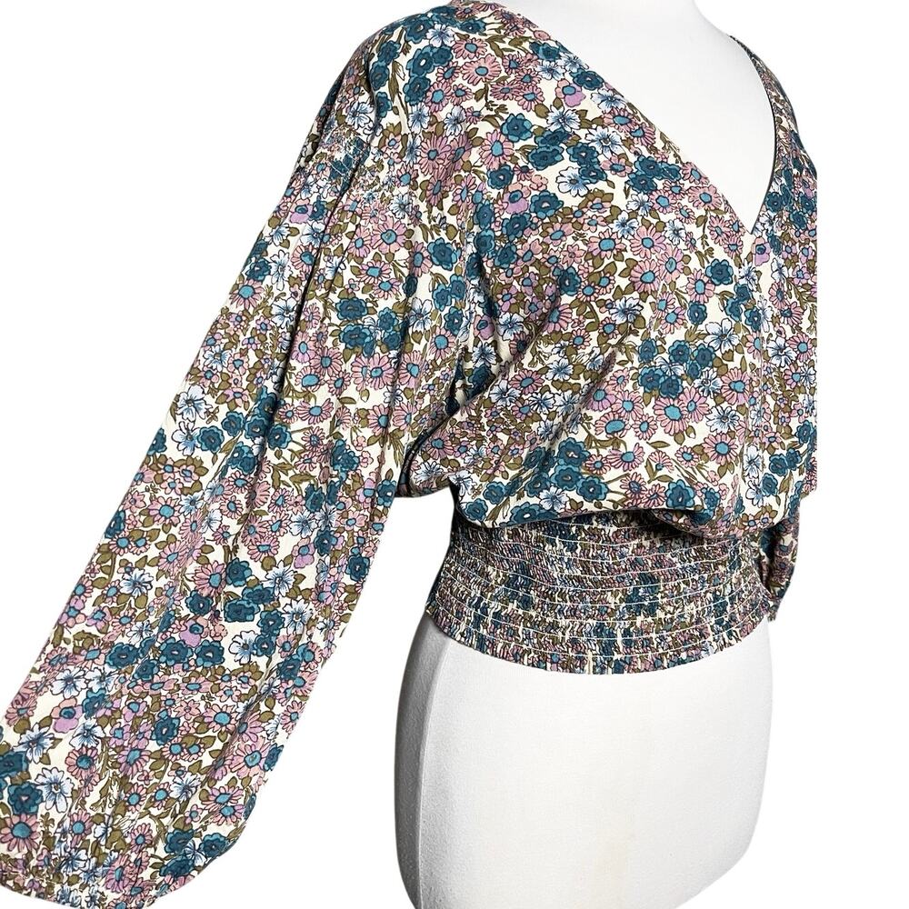 ANTHROPOLOGIE MAEVE Women’s Smocked Vneck Floral Print Top - Picture 3 of 5